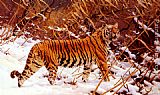 Tiger Canvas Paintings - Siberischer Tiger In Einer Schneelandschaft